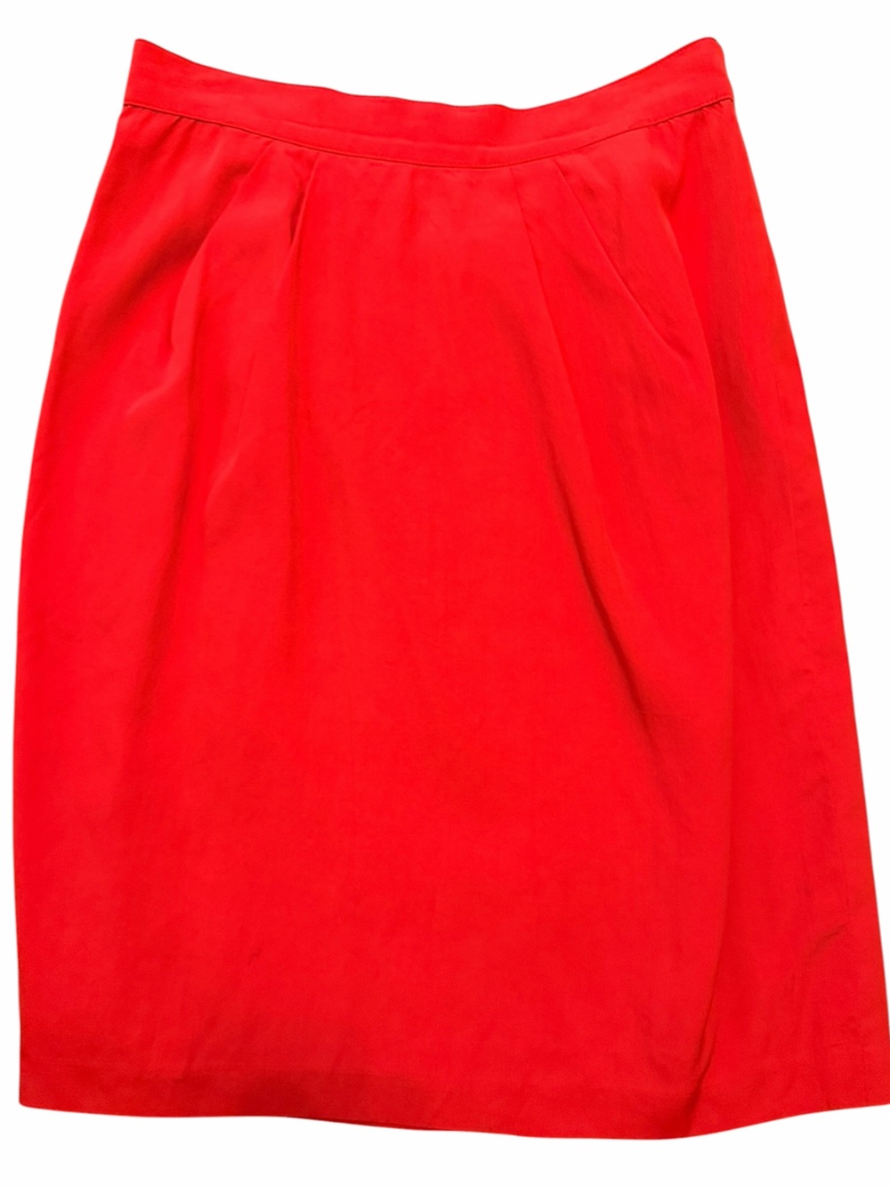 Max Mara Vintage Coral Silk Pleat Front Pencil Skirt 8